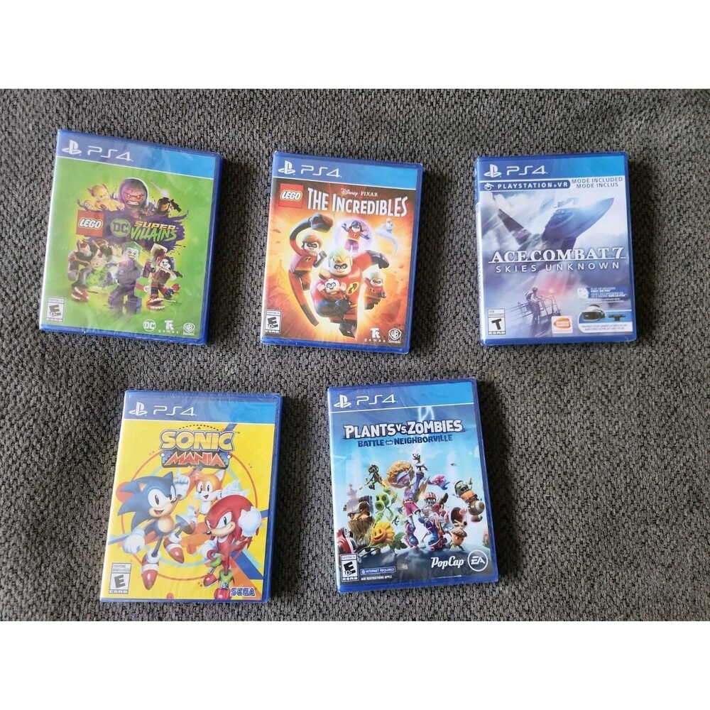 Lot 5 Sony PlayStation Ps4 Plants Zombies Lego Incredibles Sonic Mania DC Super